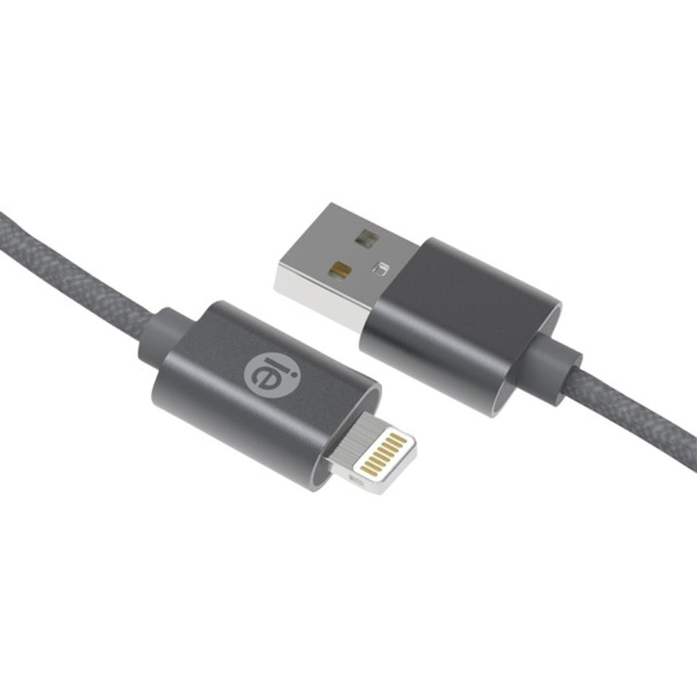 iEssentials(R) IEN-BC6L-GRY Charge & Sync Braided Lightning(R) to USB