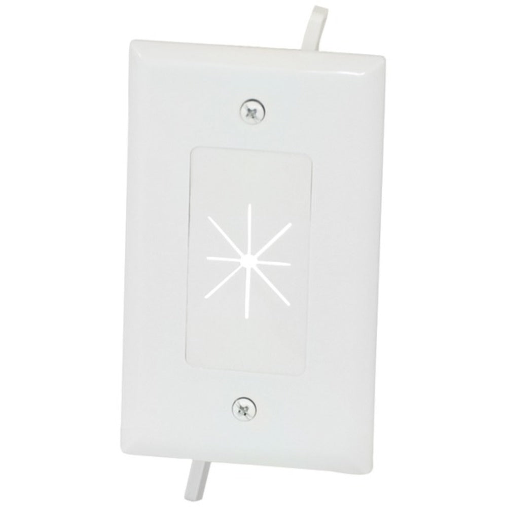 DataComm Electronics 45-0014-WH 1-Gang Cable Plate with Flexible Openi