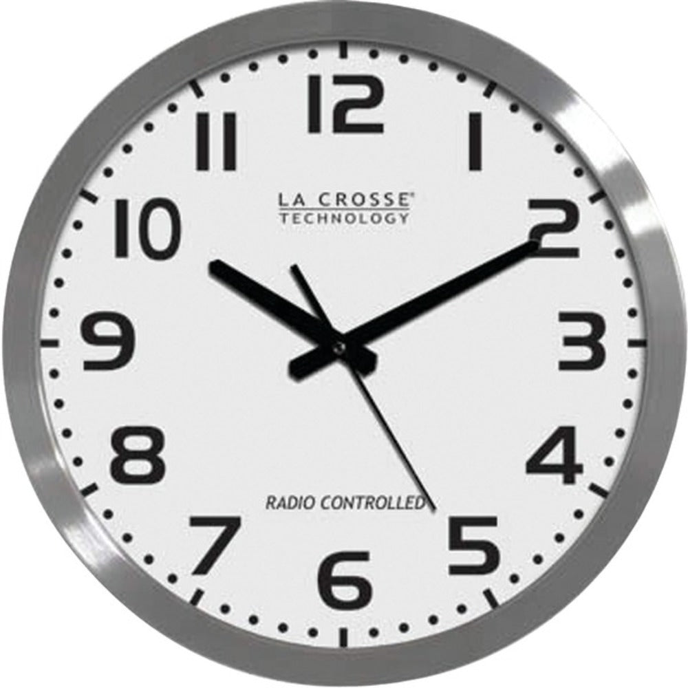 La Crosse Technology(R) WT-3161WH 16 Brushed-Metal Atomic Wall Clock