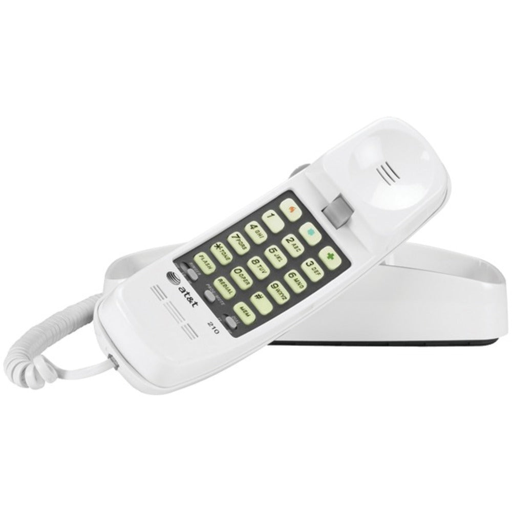 AT&T ATTML210W Corded Trimline Phone with Lighted Keypad (White)