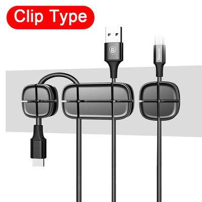 Baseus Magnetic Cable Organizer USB Cable Winder Management Desktop Clips Wire Cord Protector Cables Holder For Mouse Earphone