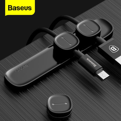 Baseus Magnetic Cable Organizer USB Cable Winder Management Desktop Clips Wire Cord Protector Cables Holder For Mouse Earphone